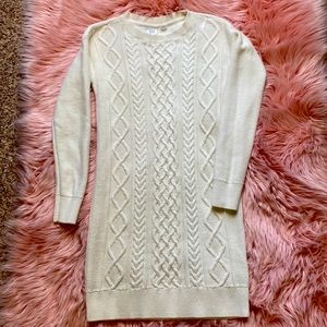Gap Kids Cable Knit Sweater Dress, Cream, XL
